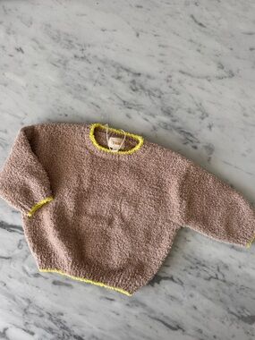 7am Toddlers 6-9 Boxy Sweater Teddy in Pecan NWT Fuzzy Cozy Sweatshirt Baggy Fit